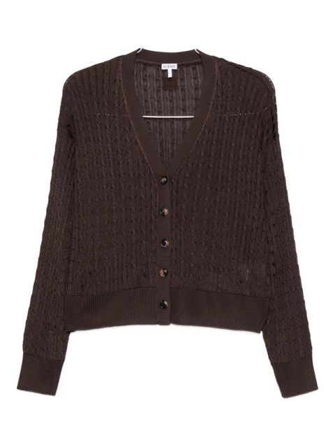 LOEWE cable-knit button cardigan - Brown