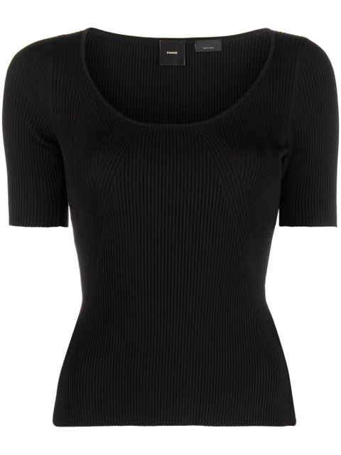 PINKO round-neck ribbed T-shirt - Black - zdjęcie produktu nr 1