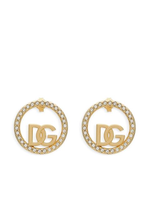 Dolce & Gabbana DG-logo rhinestone-embellished hoop earrings - Gold - zdjęcie produktu nr 1