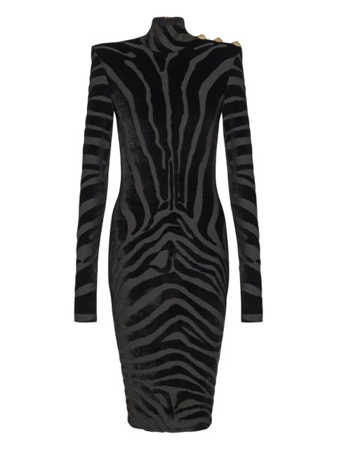 Balmain zebra-print midi dress - Black - zdjęcie produktu nr 1