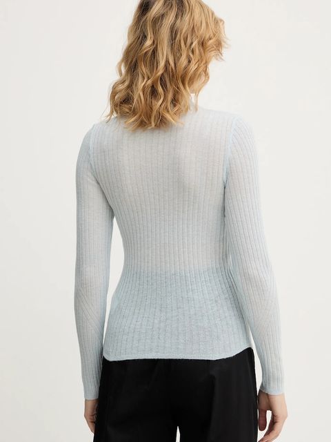 BOSS Orange sweter z dodatkiem wełny kolor niebieski lekki z półgolfem 50549391 - zdjęcie produktu nr 2