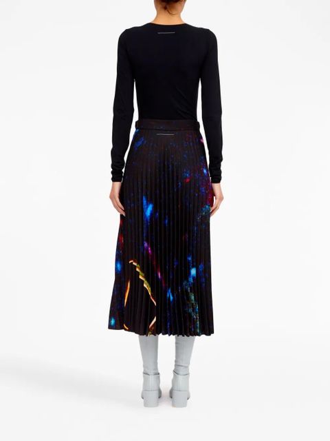 MM6 Maison Margiela abstract-print pleated skirt - Black