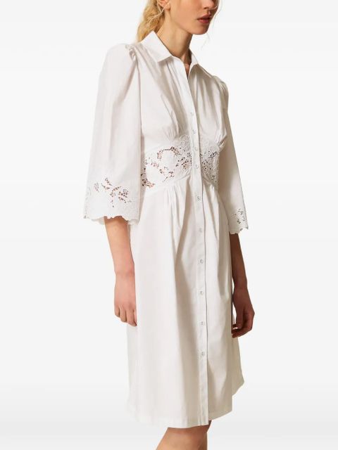 TWINSET lace-detail midi shirt dress - White