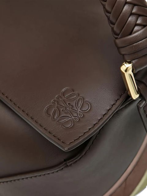 LOEWE Puzzle braided-handle panelled tote bag - Brown