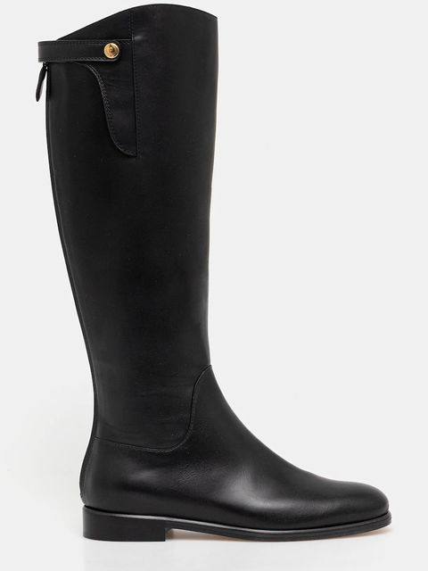 Pollini kozaki skórzane kolor czarny na płaskim obcasie PA26133C0NPA0000 - zdjęcie produktu nr 2