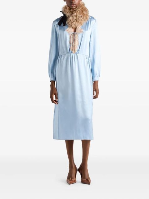 Prada lace-trim midi dress - Blue