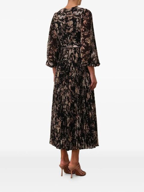 ZIMMERMANN floral-print pleated midi dress - Black - zdjęcie produktu nr 2