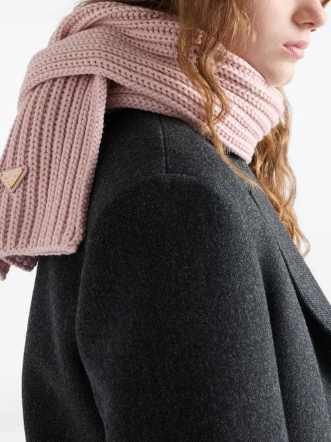 Prada enameled triangle rib knit scarf - Pink