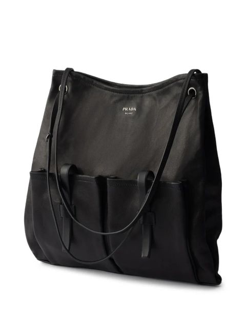 Prada large Route leather tote bag - Black