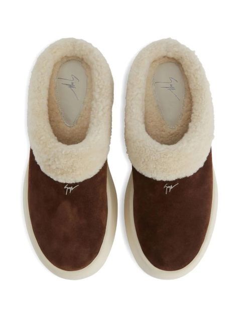 Giuseppe Zanotti Gz League shearling platform slippers - Brown