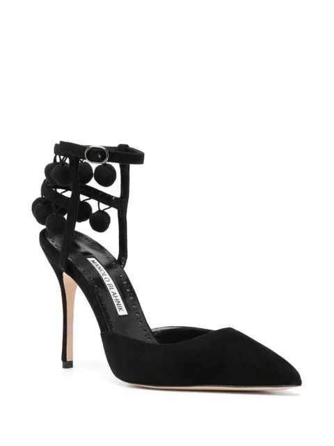 Manolo Blahnik pom-pom detail pointed pumps - Black