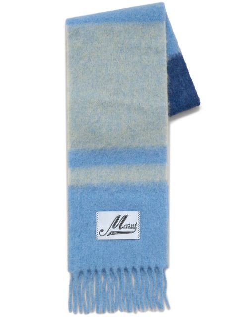 Marni fringed brushed-knit scarf - Blue - zdjęcie produktu nr 1