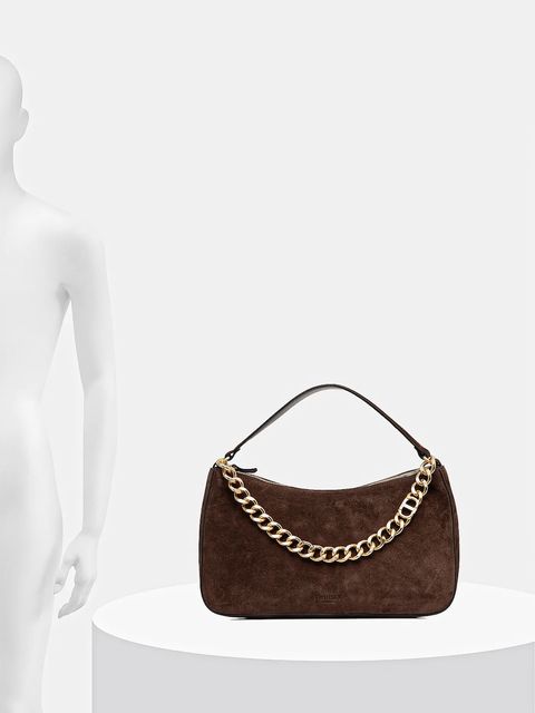 Twinset torebka zamszowa kolor brązowy 252TB7162