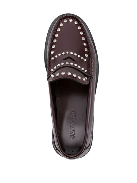 SANDRO studded leather penny loafers - Red