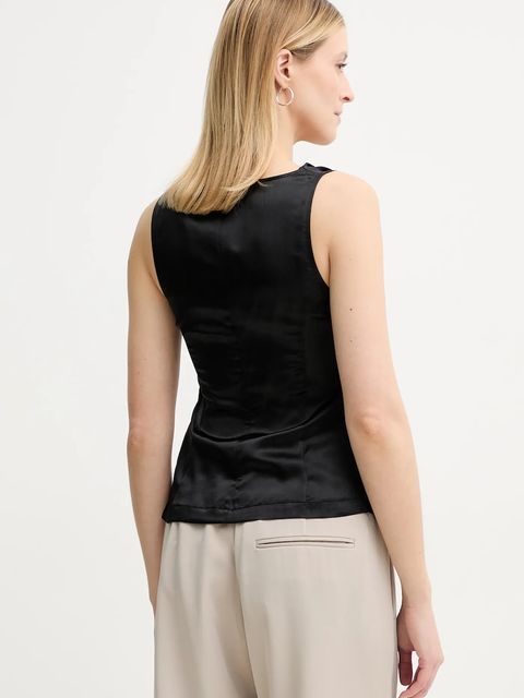 AERON bluzka z domieszką jedwabiu CAMILLE damska kolor czarny gładka TO555452