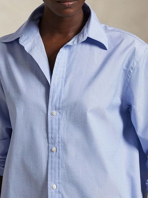 Polo Ralph Lauren koszula bawełniana Long Sleeve Light Shirt damska kolor niebieski relaxed z kołnierzykiem klasycznym 211968220