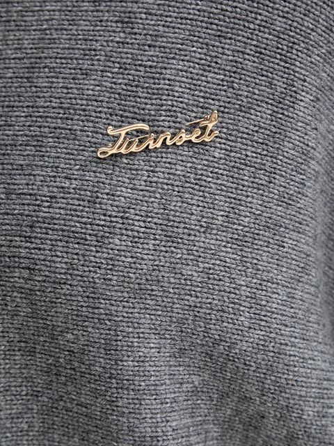 Twinset sweter z dodatkiem wełny damski kolor szary lekki z golfem 252TT3422