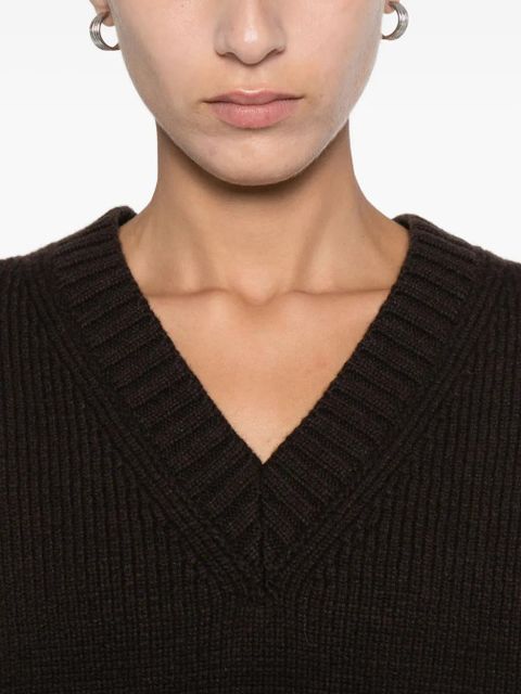 Róhe V-neck ribbed-knit jumper - Brown