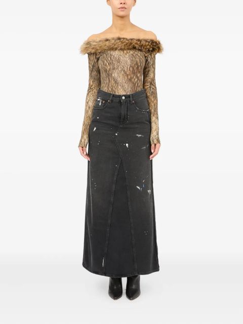 MM6 Maison Margiela paint-splatter denim skirt - Black