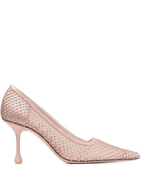 Jimmy Choo 80mm Ixia crystal-embellished mesh pumps - Pink - zdjęcie produktu nr 1