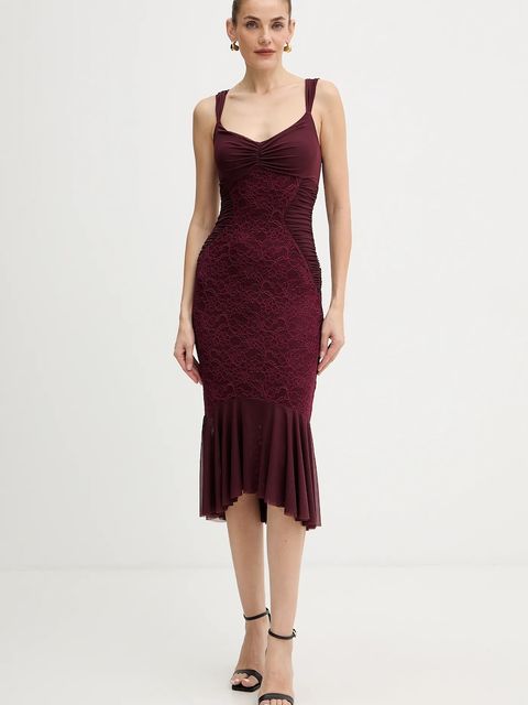 Guess sukienka CAITLYN kolor bordowy midi dopasowana W5BK17 KB7V2 - zdjęcie produktu nr 1