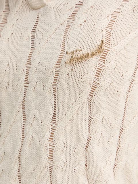 TWINSET cable-knit logo-plaque knitwear - Neutrals