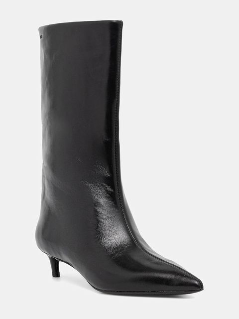 BOSS kozaki skórzane Gracey damskie kolor czarny na małym obcasie 50552786 - zdjęcie produktu nr 1