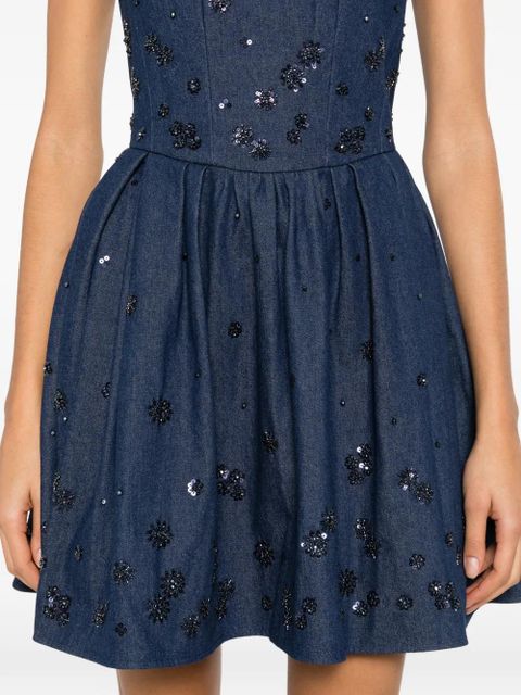 Maje sequin-embellishment square-neck mini dress - Blue