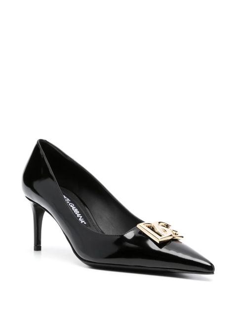 Dolce & Gabbana logo-plaque 75mm leather pumps - Black