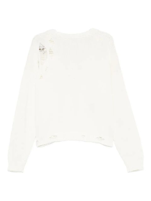 AREA crystal-embellished distressed-effect cardigan - Neutrals