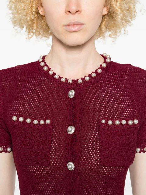 Self-Portrait button embellished midi dress - Red