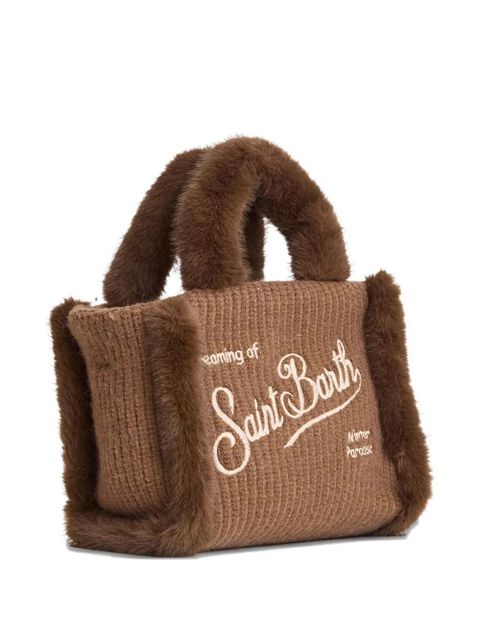 MC2 Saint Barth Colette shearling-trim knitted tote bag - Brown - zdjęcie produktu nr 2