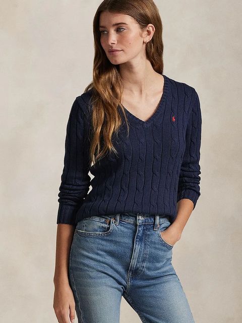 Polo Ralph Lauren sweter bawełniany kolor granatowy lekki 211891641 - zdjęcie produktu nr 1