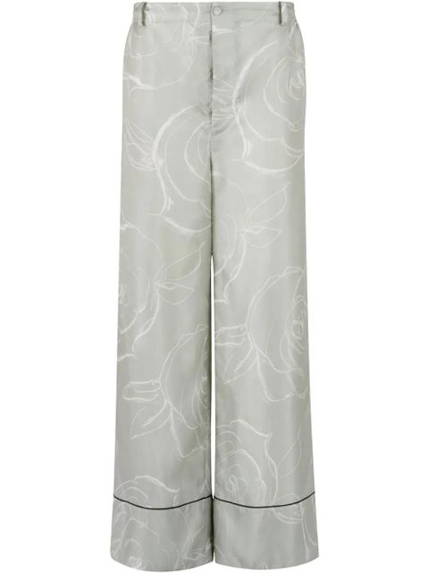 Marni rose-print palazzo pants - Green - zdjęcie produktu nr 1