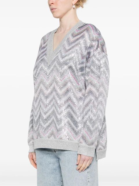 Missoni zigzag sequin-embellished jumper - Grey
