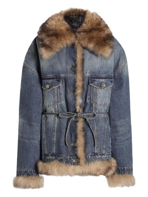 Dolce & Gabbana faux-fur detail denim coat - Blue - zdjęcie produktu nr 1
