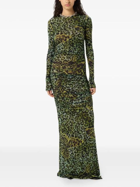 Blumarine long-sleeve ruched maxi dress - Green