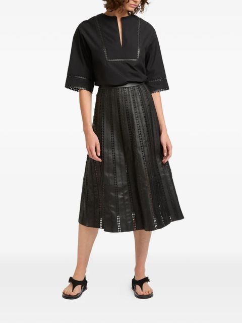 Yves Salomon perforated midi skirt - Black