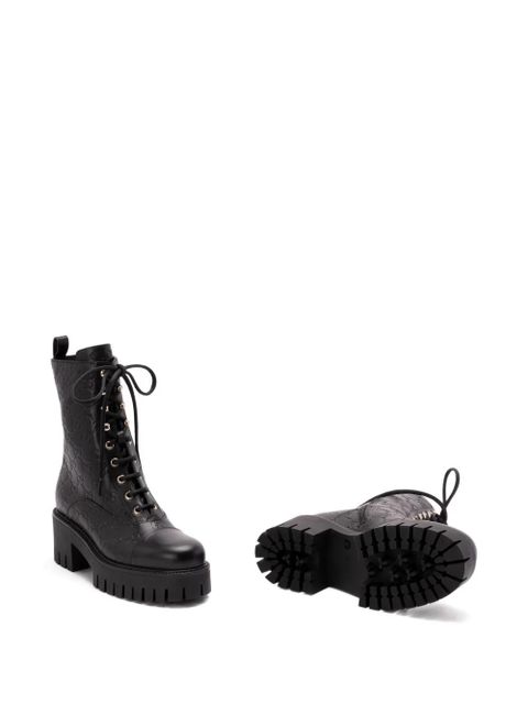 Gucci GG-monogram lace-up boots - Black