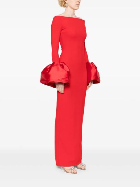 Solace London Talia oversized-cuffs gown - Red