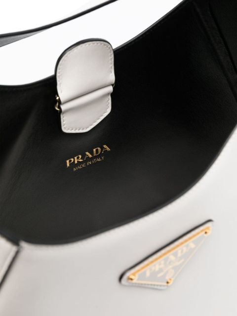 Prada triangle-logo leather shoulder bag - White