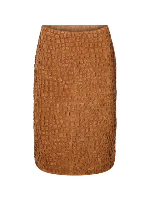 Yves Salomon crocodile-effect midi skirt - Brown - zdjęcie produktu nr 1