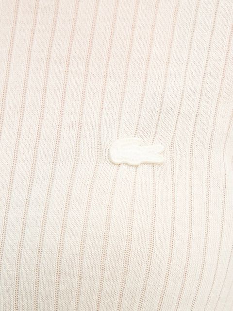 Lacoste sweter wełniany damski kolor beżowy lekki z półgolfem AF4189