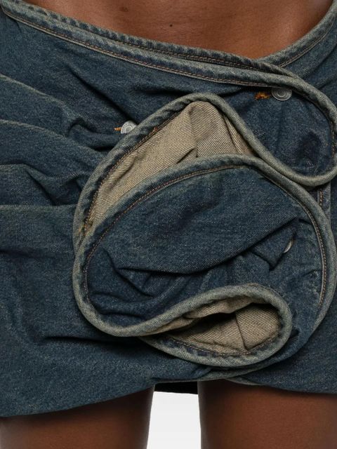 Magda Butrym floral-appliqué denim mini skirt - Blue