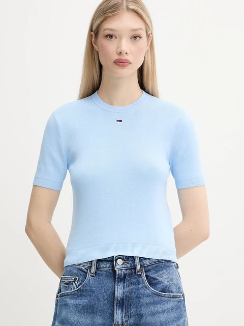 Tommy Jeans sweter bawełniany kolor niebieski DW0DW19336 - zdjęcie produktu nr 1