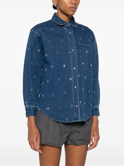 Maje crystal-embellished buttoned shirt - Blue