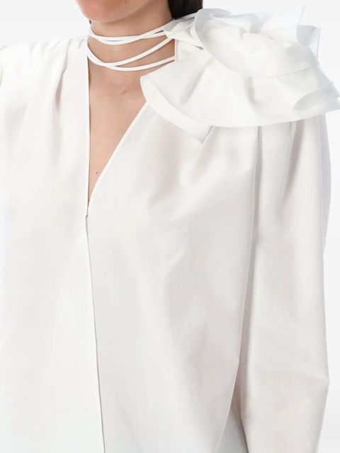 Magda Butrym floral-appliqué wrap shirt - White - zdjęcie produktu nr 2