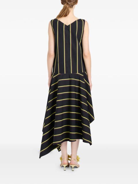 Proenza Schouler Beatriz V-neck striped midi dress - Black