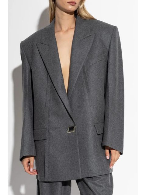 The Attico single-button wool-blend blazer - Grey