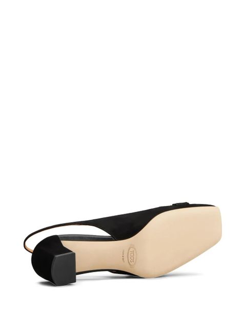Tod's 50mm suede slingback pumps - Black